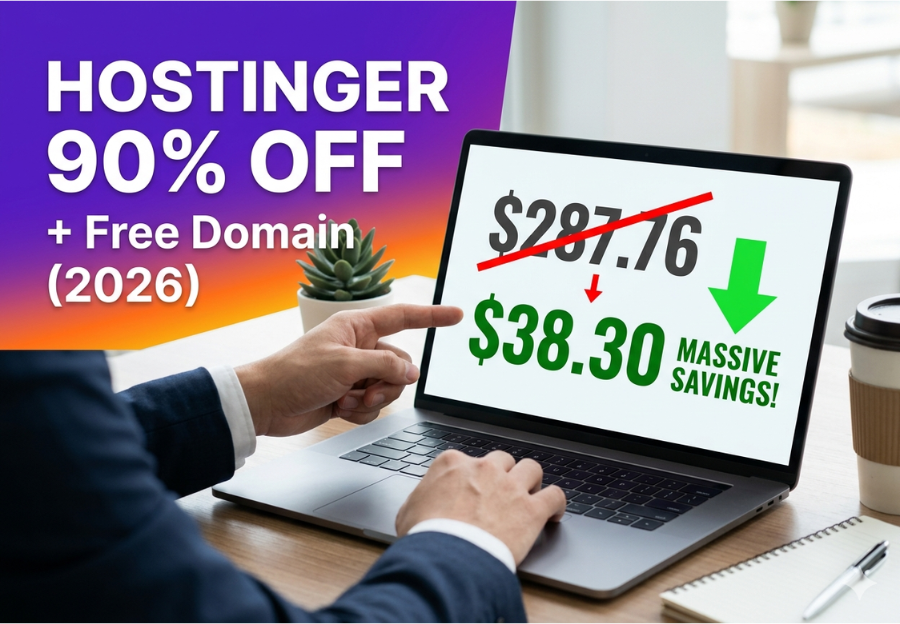 how to get hostinger 90% off + free domain (2026)