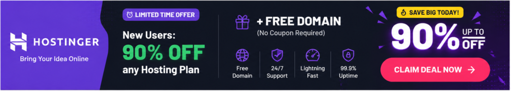 How to Get Hostinger 90% Off in 2026 (Step-by-Step Guide + Free Domain) mrsixtus hostinger 90% off plan